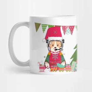 Space Corgi celebrates Christmas! - The Cool Astronaut Puppy! Mug